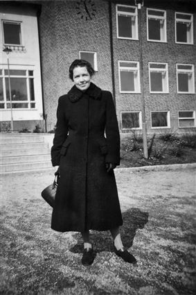 Ingrid Anderson, lärare på Samrealskolan i Ronneby 1955.