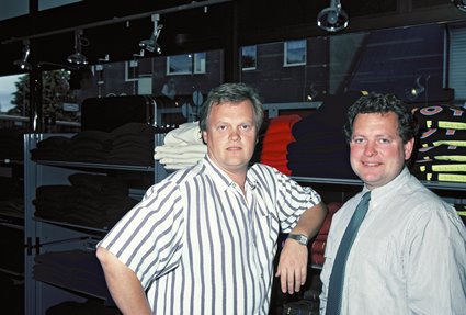 Tyrone Carlsson och Thommy Persson, ägare av Ronneby Resebyrå, 1989.