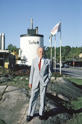 Tarketts mångårige VD Willi Senn vid Tarketts kontor i Ronnebyhamn, 1989.